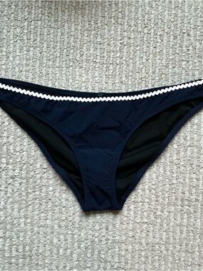 NWT J. Crew Navy Bikini Bottom with White Trim